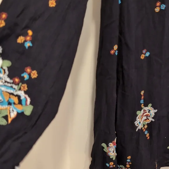 Free People Black and White Embellished Bishop Sleeve Dress - Picture 7 of 8